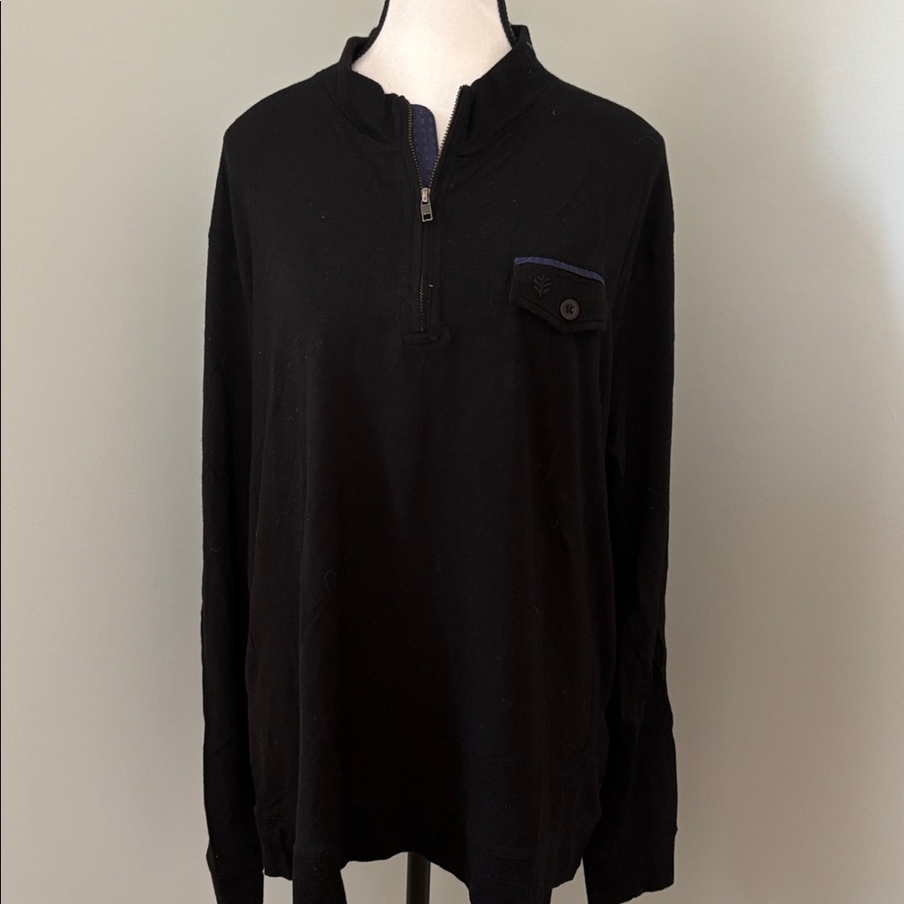 Black Half-Zip Pullover With Button Detail - image 2